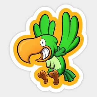 Flying Green Parrot Sticker